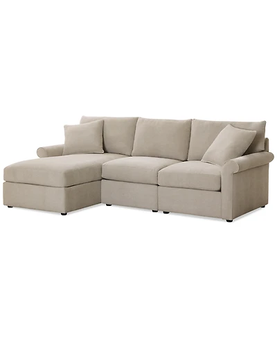 Closeout! Wrenley 99" 3-Pc. Fabric Modular Chaise Sectional Sofa, Created for Macy's