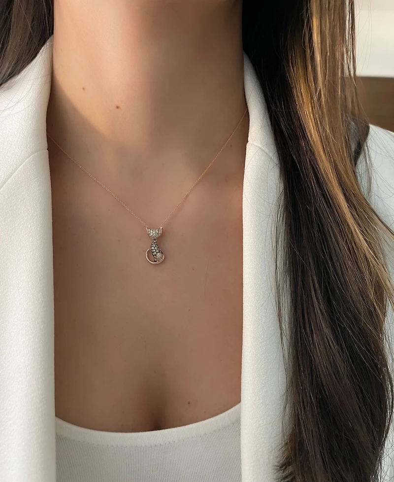 Le Vian Nude Diamond (1/3 ct. t.w.) & Chocolate Diamond (1/4 ct. t.w.) Cat Necklace in 14k Rose Gold, 18" + 2" extender