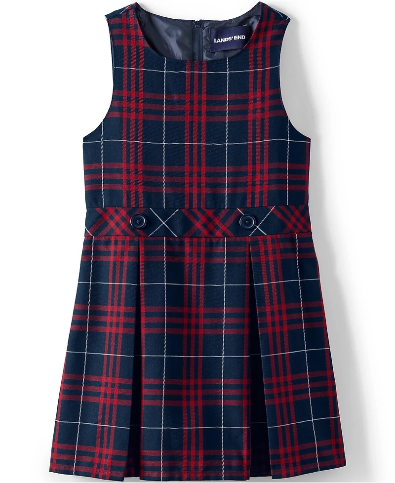 Lands' End Big Girls Plus School Uniform Plaid Jumper Dress Top of Knee
