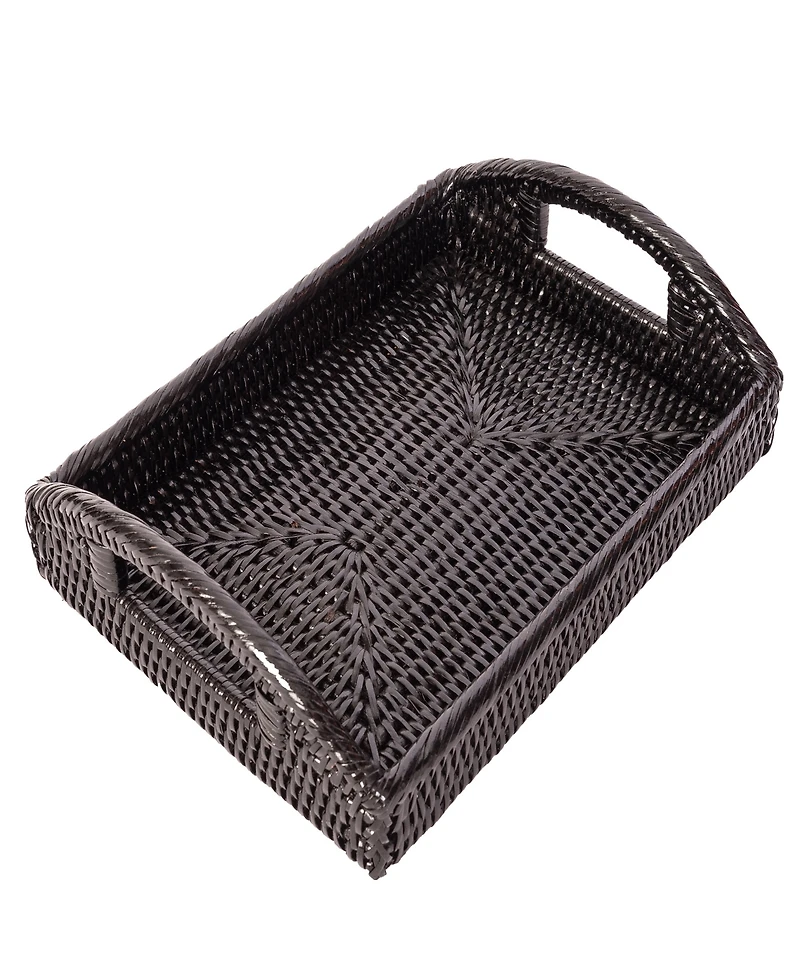Artifacts Trading Company Rattan Rectangular Vanity Tray with High Handles