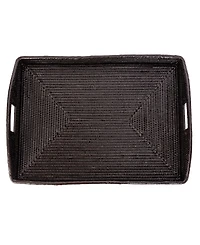 Artifacts Trading Company Rattan Rectangular Ottoman Tray with High Handles