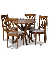 Maya Modern and Contemporary Fabric Upholstered 5 Piece Dining Set