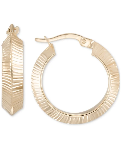Textured Angular Small Hoop Earrings in 10k Gold, 7/8"