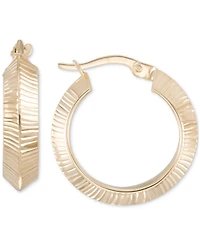 Textured Angular Small Hoop Earrings in 10k Gold, 7/8"