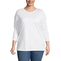 Lands' End Women's Plus 3/4 Sleeve Cotton Supima Crewneck Tunic