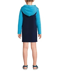 Lands' End Girls Long Sleeve Hooded Front Pocket Terry Cloth Swimsuit Cover-Up