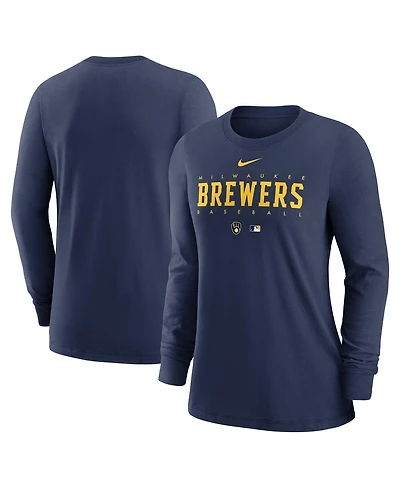 Women's Nike Navy Milwaukee Brewers Authentic Collection Legend Performance Long Sleeve T-shirt