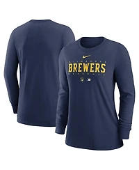 Women's Nike Navy Milwaukee Brewers Authentic Collection Legend Performance Long Sleeve T-shirt