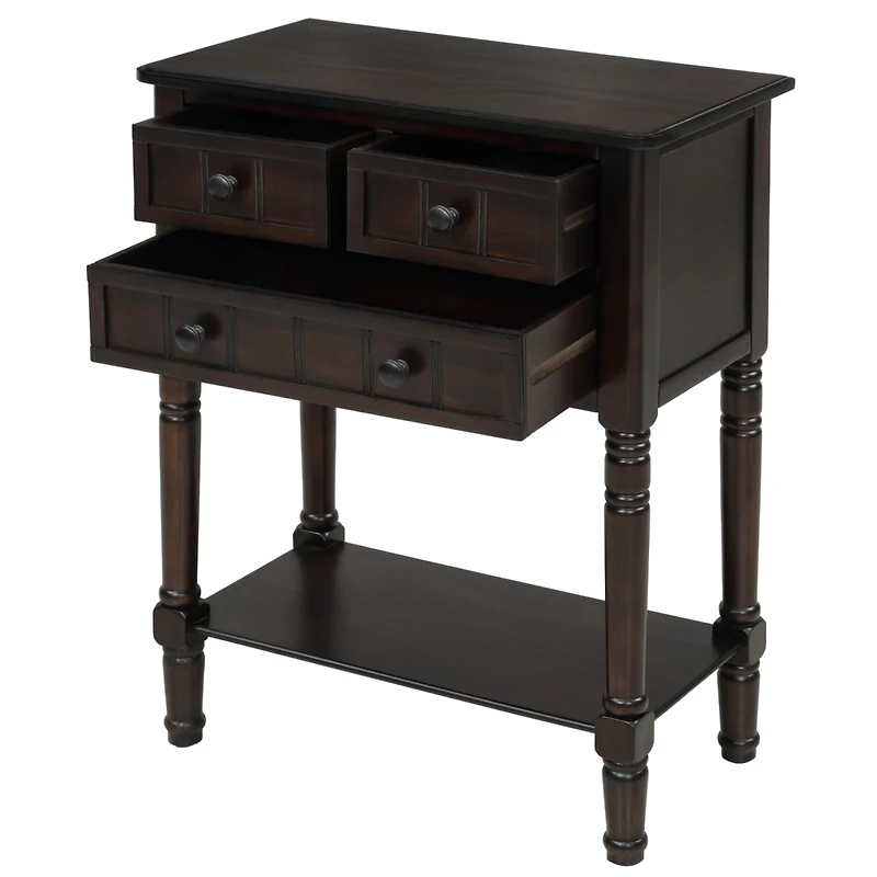Streamdale Furniture Narrow Console Table, Slim Sofa Table With Three Storage Drawers And Bottom Shelf