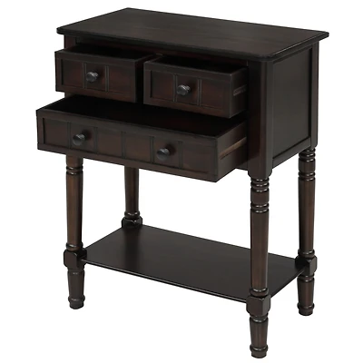 Streamdale Furniture Narrow Console Table, Slim Sofa Table With Three Storage Drawers And Bottom Shelf