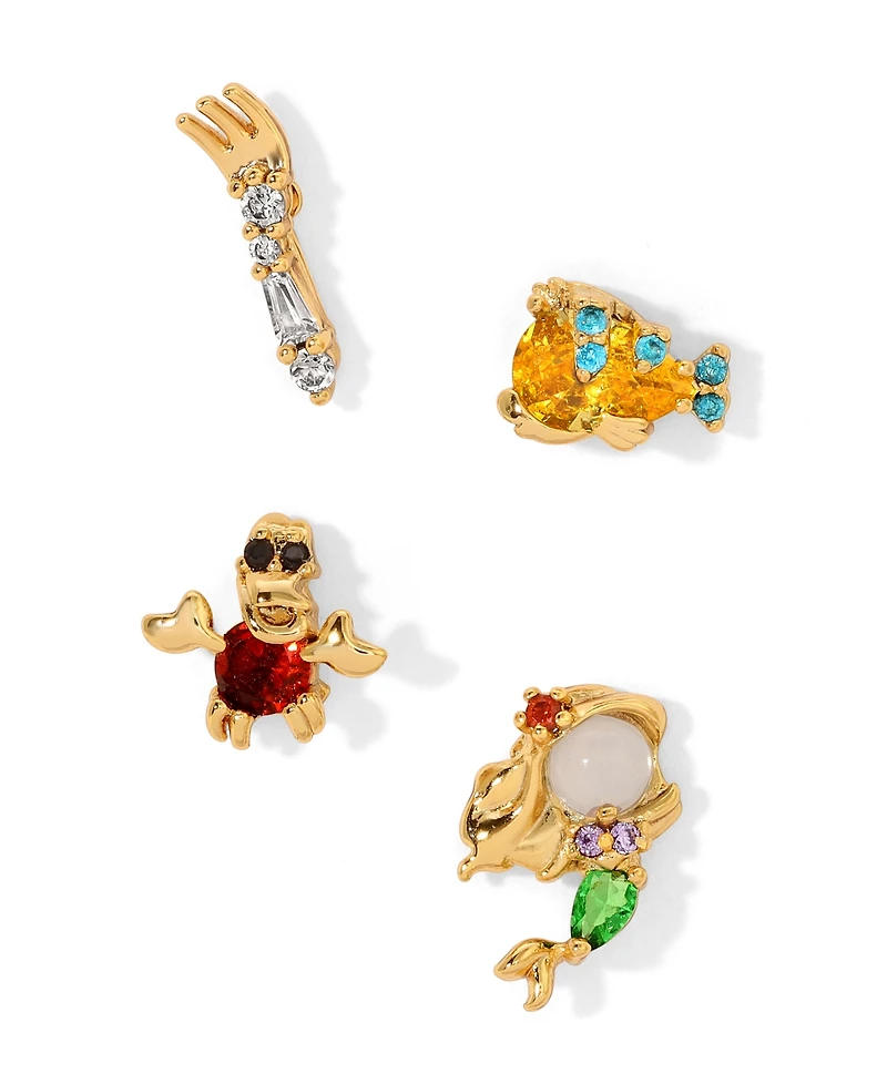 Girls Crew Crystal Multi-Color Disney Princess Little Mermaid Stud Earring Set
