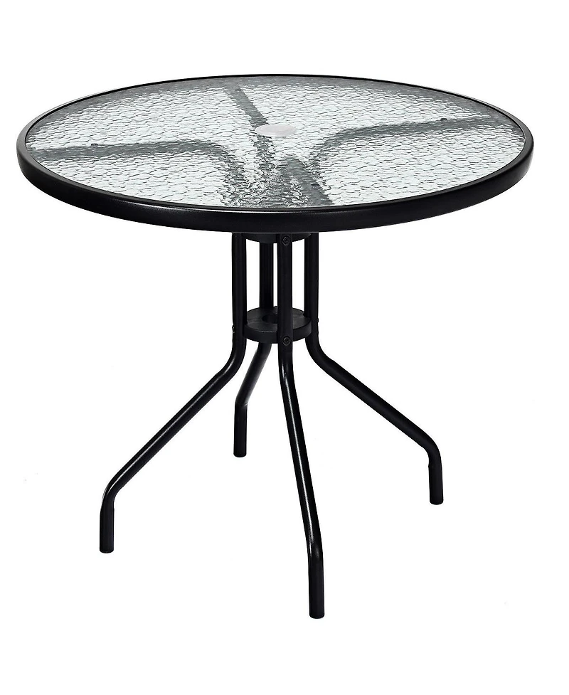 Costway 32''Outdoor Patio Round Table Tempered Glass Top