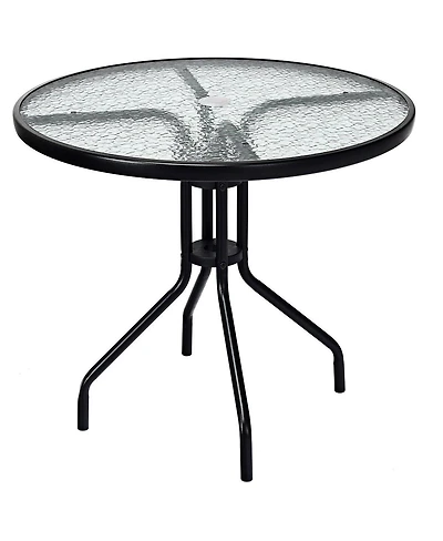 Costway 32''Outdoor Patio Round Table Tempered Glass Top