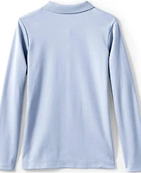 Lands' End Girls School Uniform Long Sleeve Feminine Fit Interlock Polo Shirt