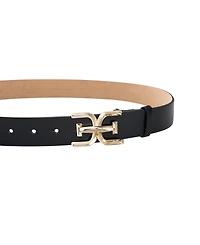 Sam Edelman Women's Brass-Tone Double-e Plaque Buckle Casual Belt