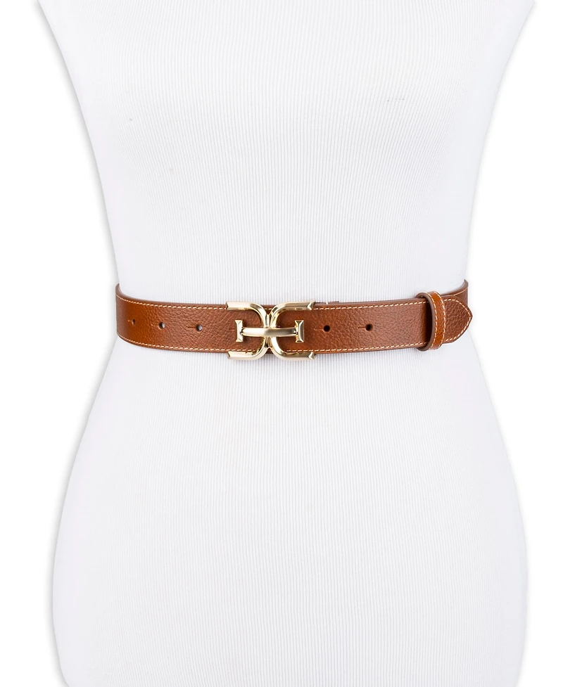 Sam Edelman Women's Slim Double-e Plaque Buckle Belt