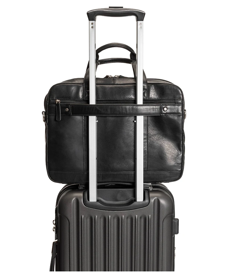 Mancini Men's Buffalo Double Compartment Briefcase for 15.6" Laptop and Tablet