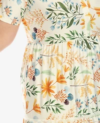 White Mark Plus Floral Short Sleeve Knee Length Dress