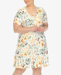 White Mark Plus Floral Short Sleeve Knee Length Dress