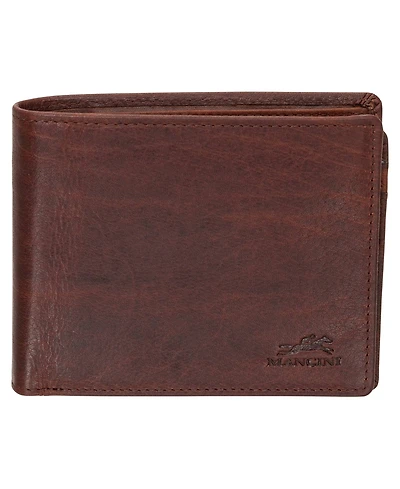 Mancini Men's Buffalo Rfid Secure Center Wing Billfold Wallet