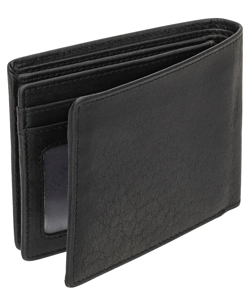 Mancini Men's Buffalo Rfid Secure Center Wing Billfold Wallet