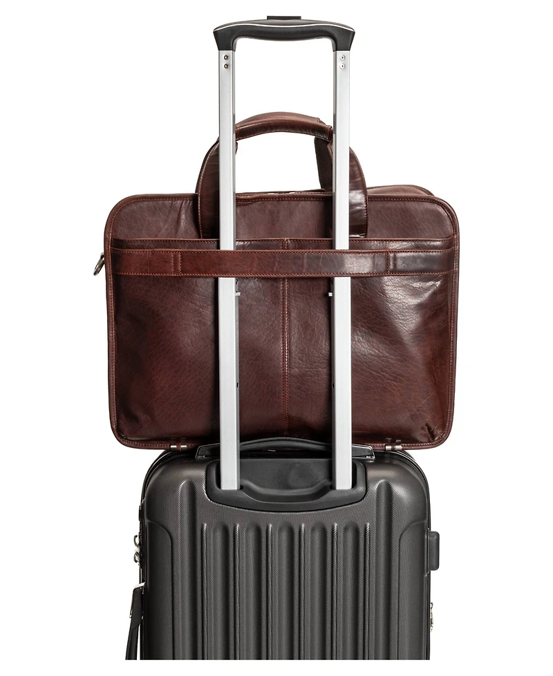 Mancini Men's Buffalo Double Compartment Top Zipper 15.6" Laptop and Tablet Briefcase
