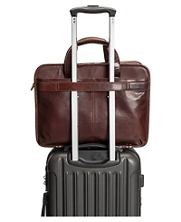 Mancini Men's Buffalo Double Compartment Top Zipper 15.6" Laptop and Tablet Briefcase