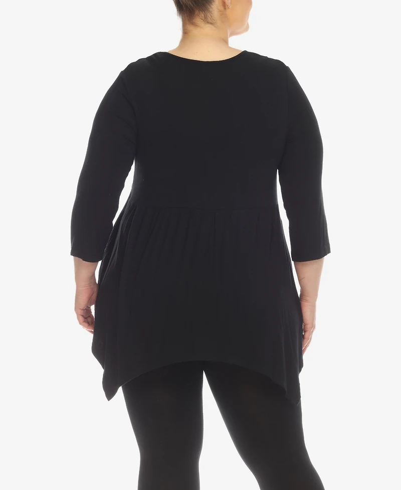 White Mark Plus Empire Cut V-neck Tunic Top