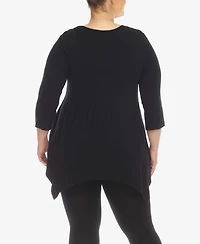 White Mark Plus Empire Cut V-neck Tunic Top