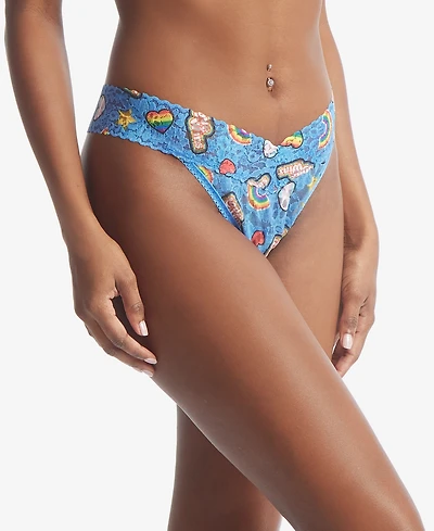 Hanky Panky Women's Printed Daily Lace Original Rise Thong Underwear