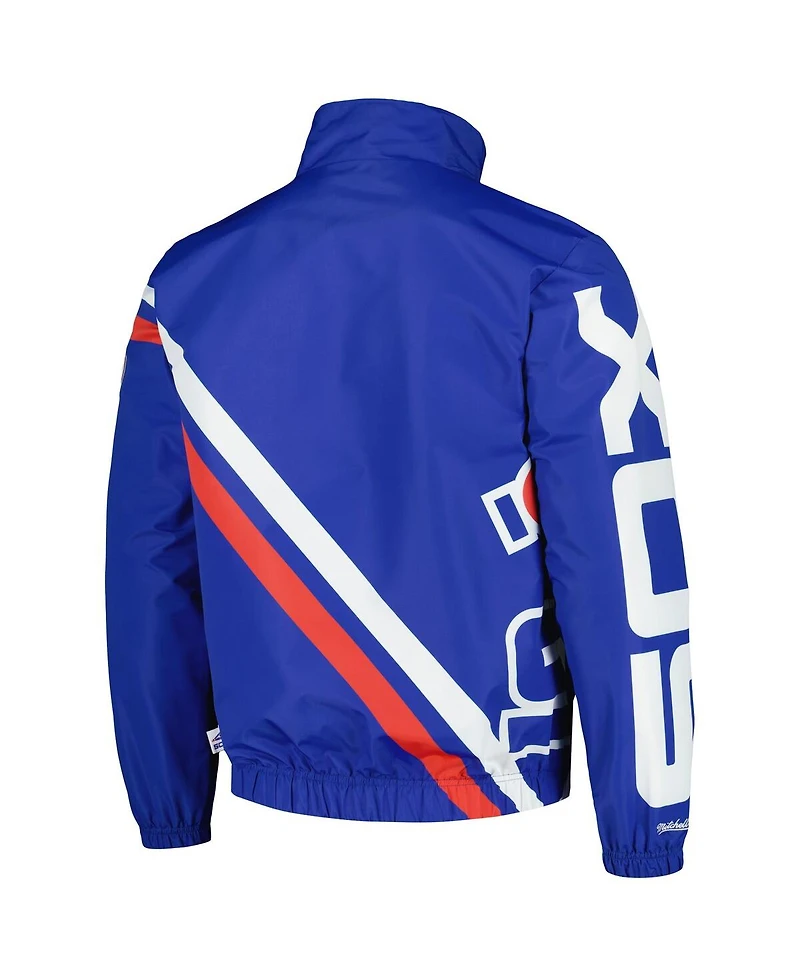 Men's Mitchell & Ness Royal Chicago White Sox Exploded Logo Warm Up Full-Zip Jacket