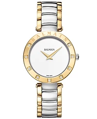 Balmain Women's Swiss Balmainia Bijou Diamond (1/10 ct. t.w.) Two-Tone Stainless Steel Bracelet Watch 33mm