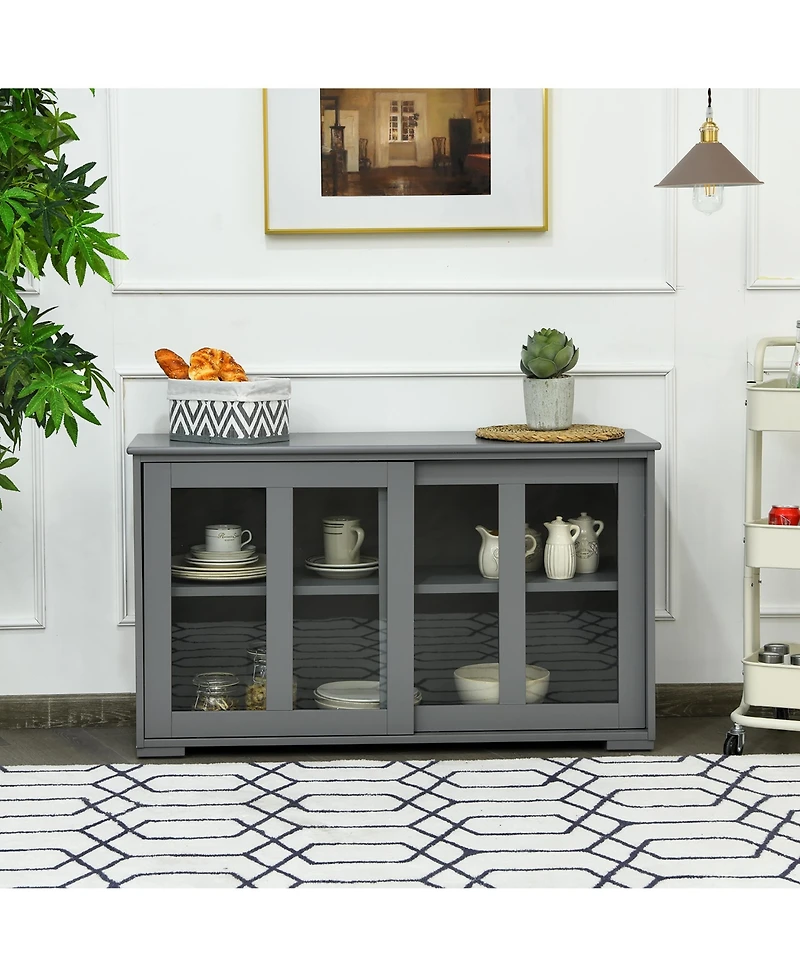 Storage Cabinet Sideboard Buffet Cupboard Glass Sliding Door