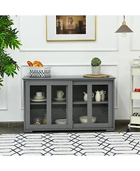 Storage Cabinet Sideboard Buffet Cupboard Glass Sliding Door