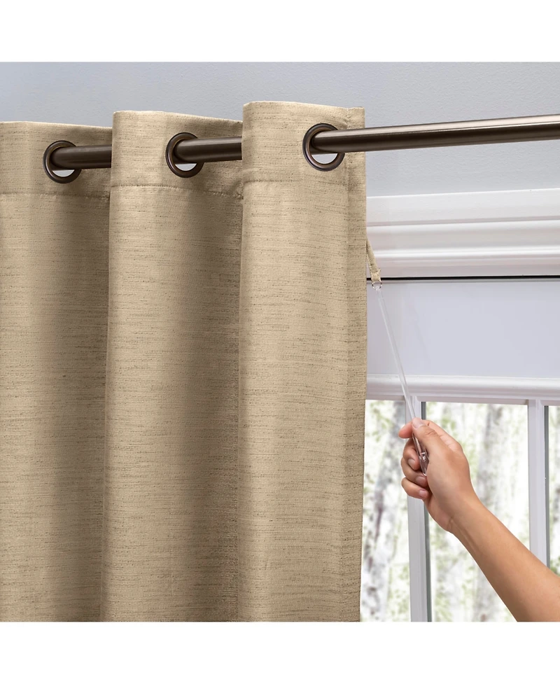 Ricardo Grasscloth Lined Grommet Curtain Patio Panel w/Wand 110"W x 84"L