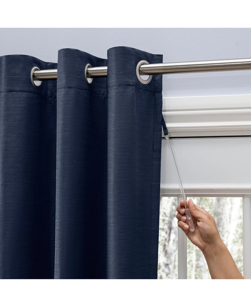 Ricardo Grasscloth Lined Grommet Curtain Patio Panel w/Wand 110"W x 84"L