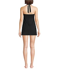 Lands' End Women's Square Neck Halter Swim Dress One Piece Swimsuit