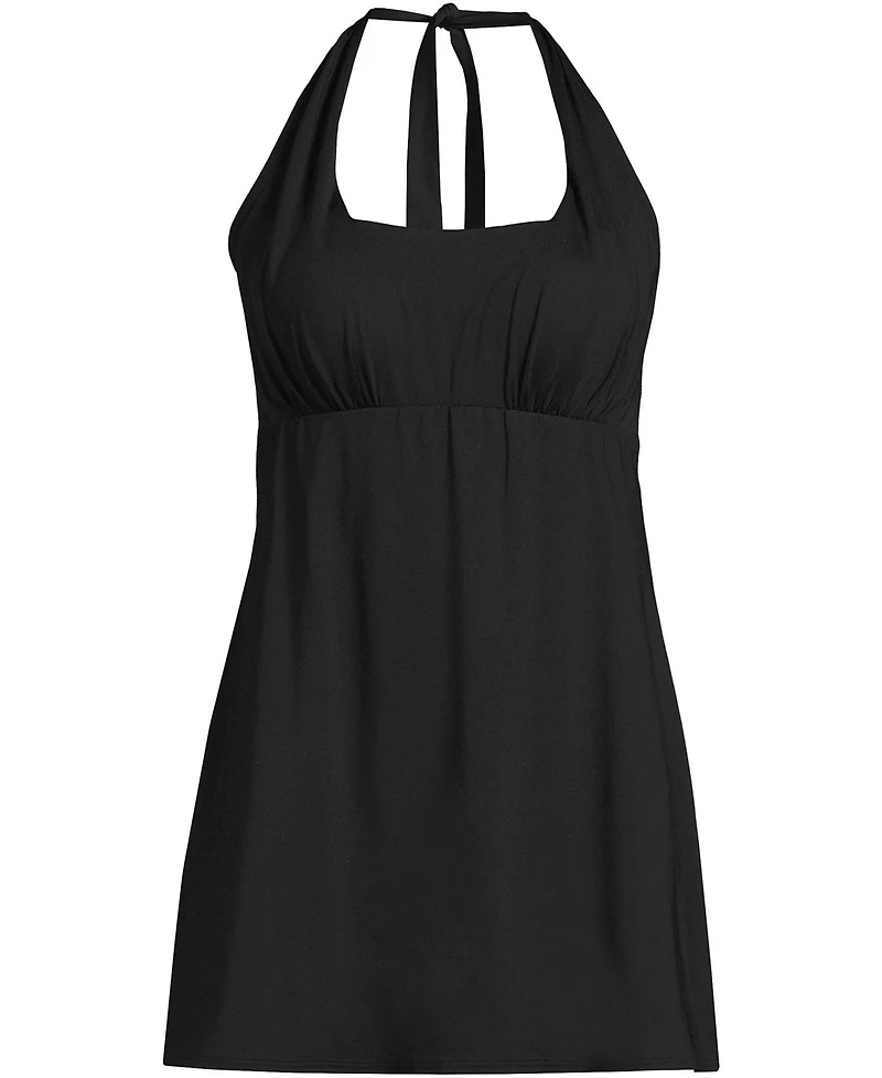 Lands' End Women's Square Neck Halter Swim Dress One Piece Swimsuit