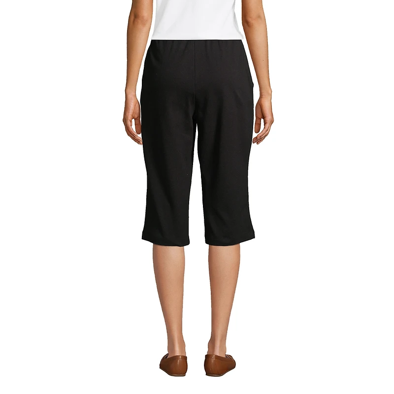 Lands' End Petite Sport Knit High Rise Elastic Waist Pull On Capri Pants