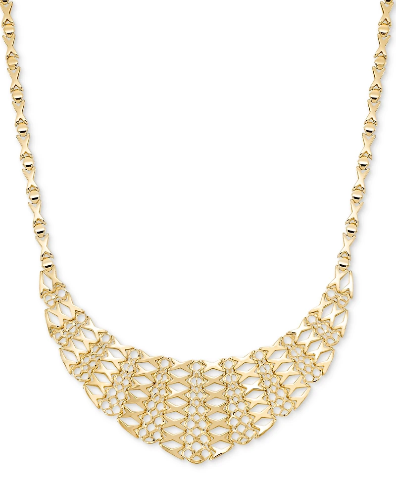 Graduated Openwork Statement Necklace in 14k Gold-Plated Sterling Silver, 17" + 2"