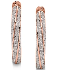 Diamond Twist Hoop Earrings (1/4 ct. t.w.) Sterling Silver, 14K Gold-Plated Silver or Rose