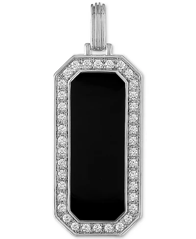 Esquire Men's Jewelry Black Ceramic & Cubic Zirconia Pendant in Sterling Silver, Created for Macy's