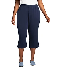 Lands' End Plus Sport Knit High Rise Elastic Waist Capri Pants