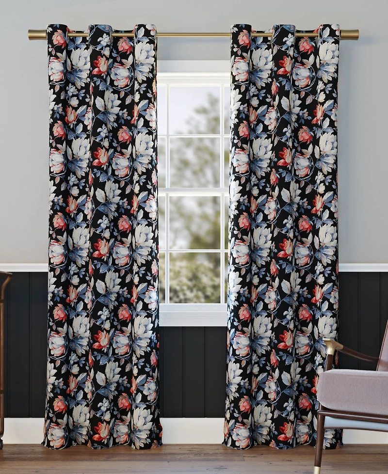 Irma Vintage Like Floral Blackout Grommet Curtain Panel