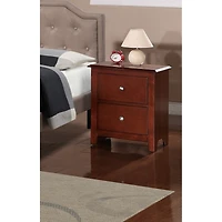 Simplie Fun Bedroom Nightstand Cherry Wooden 2 Drawers Table Bedside Table