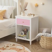 Simplie Fun Wooden Nightstand With One Drawer One Shelf For Kids, Adults