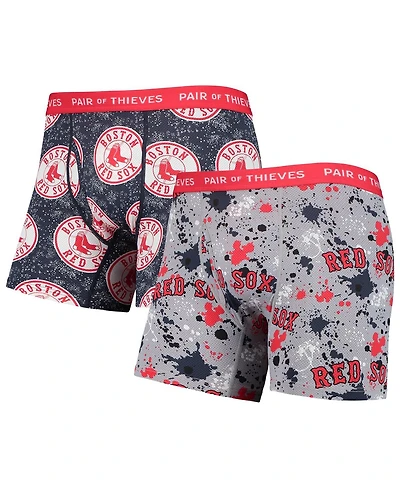 Men's Pair of Thieves Gray, Navy Boston Red Sox Super Fit 2-Pack Boxer Briefs Set