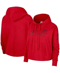 Women's Nike Red Chicago Bulls Split Flip Courtside Cropped Pullover Hoodie