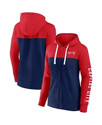 Women's Fanatics Red, Navy Washington Nationals Take The Field Colorblocked Hoodie Full-Zip Jacket
