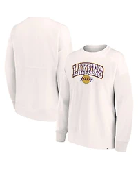 Women's Fanatics White Los Angeles Lakers Tonal Leopard Pullover Sweatshirt